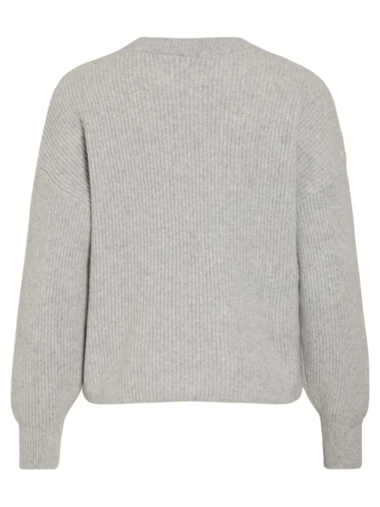 VIKACHEL O-NECK L/S KNIT TOP/R/1 light grey melange