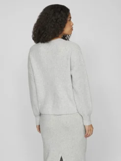 VIKACHEL O-NECK L/S KNIT TOP/R/1 light grey melange