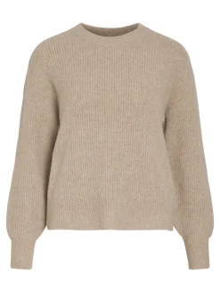 VIKACHEL O-NECK L/S KNIT TOP/R/1 natural melange