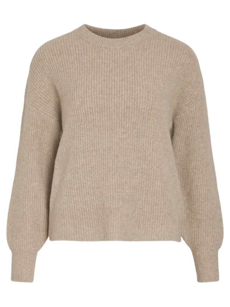 VIKACHEL O-NECK L/S KNIT TOP/R/1 natural melange