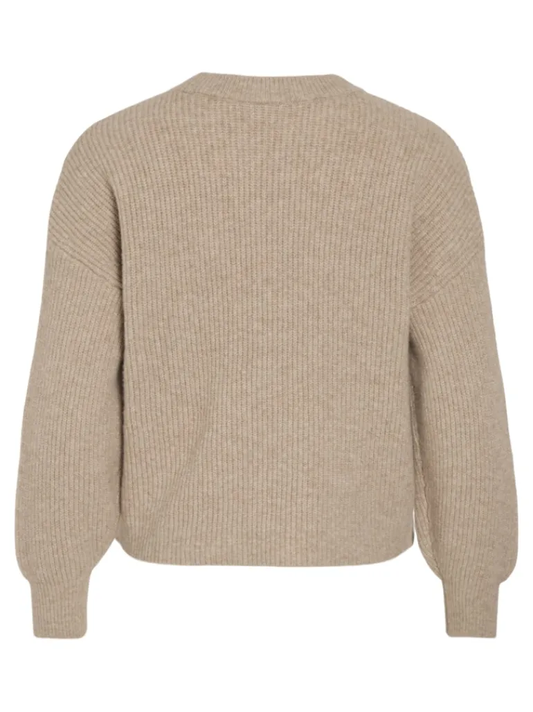 VIKACHEL O-NECK L/S KNIT TOP/R/1 natural melange
