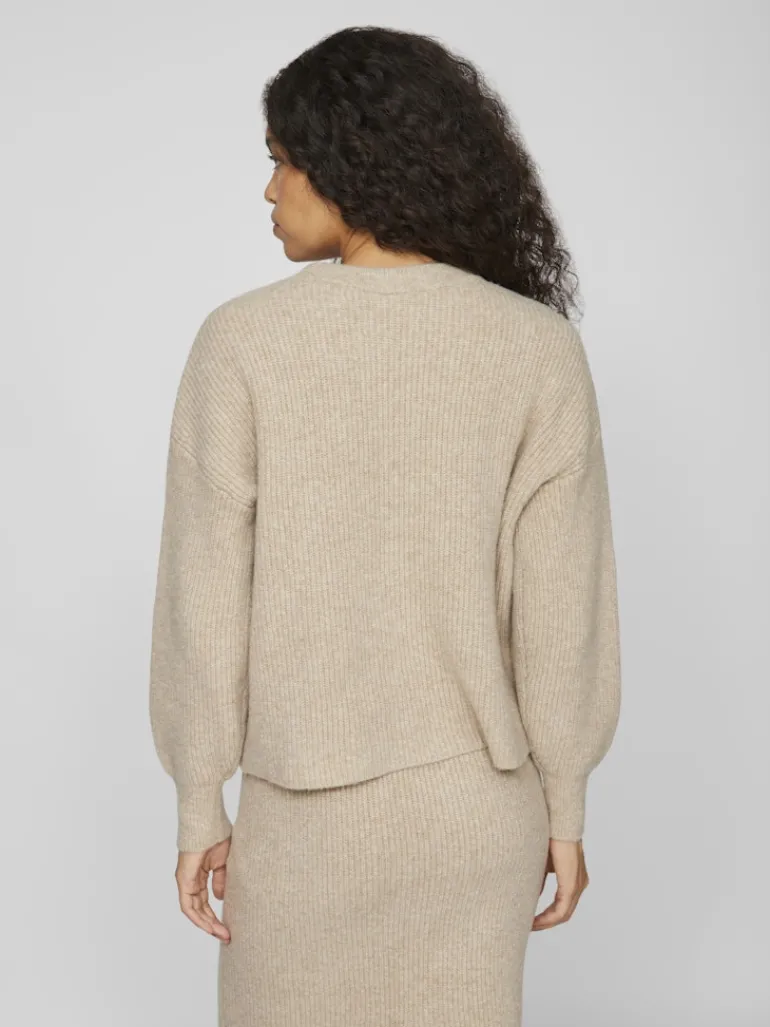 VIKACHEL O-NECK L/S KNIT TOP/R/1 natural melange