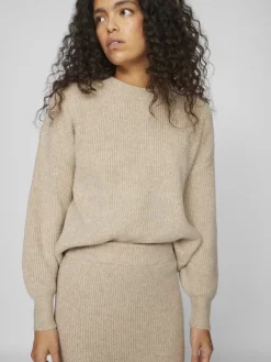 VIKACHEL O-NECK L/S KNIT TOP/R/1 natural melange