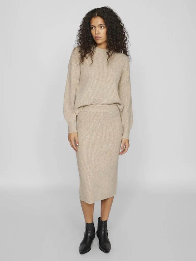 VIKACHEL O-NECK L/S KNIT TOP/R/1 natural melange