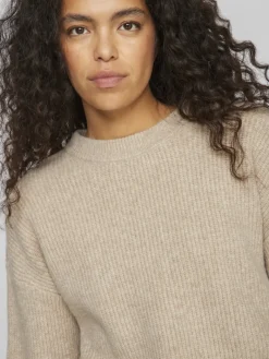 VIKACHEL O-NECK L/S KNIT TOP/R/1 natural melange