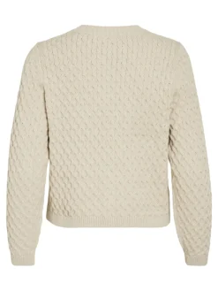 VIKALI L/S O-NECK KNIT BUTTON CARDIGAN birch