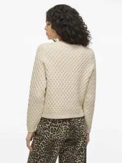 VIKALI L/S O-NECK KNIT BUTTON CARDIGAN birch