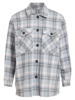 VIKIKI L/S SHACKET cashmere blue