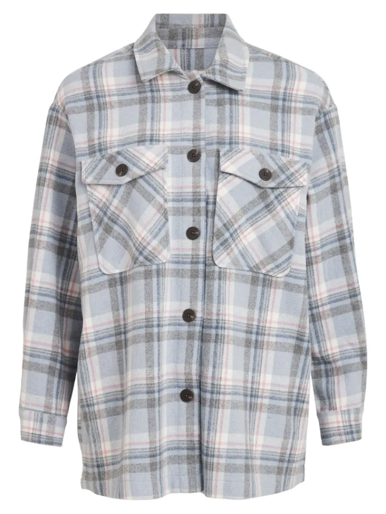 VIKIKI L/S SHACKET cashmere blue