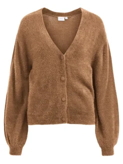 VILAJULI LS OVERSIZE REV KNIT CARD - FAV toasted coconut