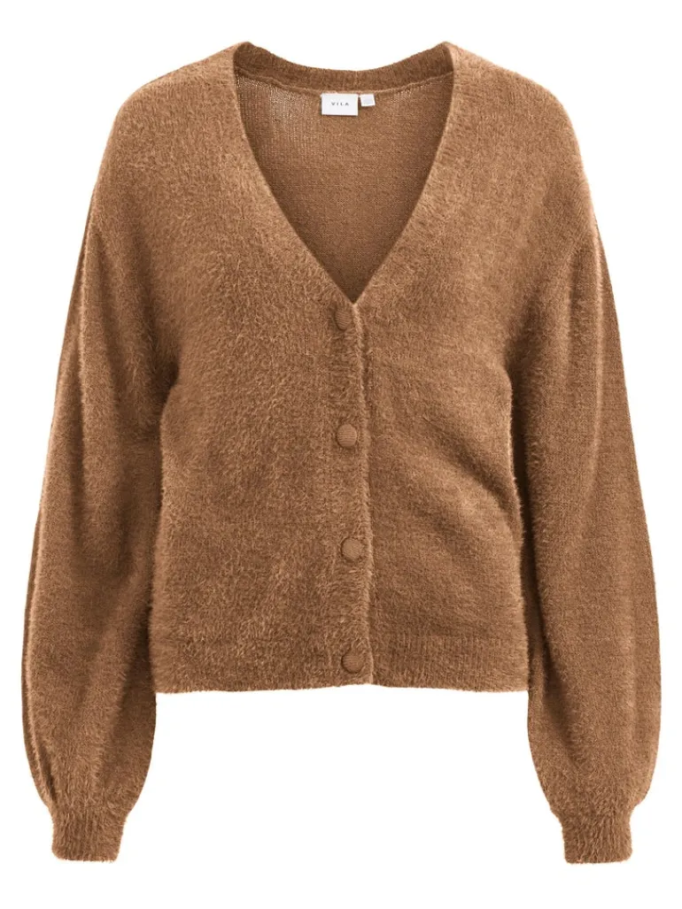 VILAJULI LS OVERSIZE REV KNIT CARD - FAV toasted coconut