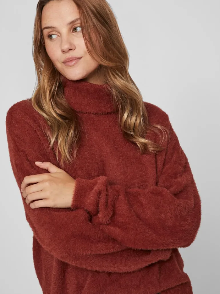 VILAJULI ROLLNECK L/S KNIT - NOOS fired brick