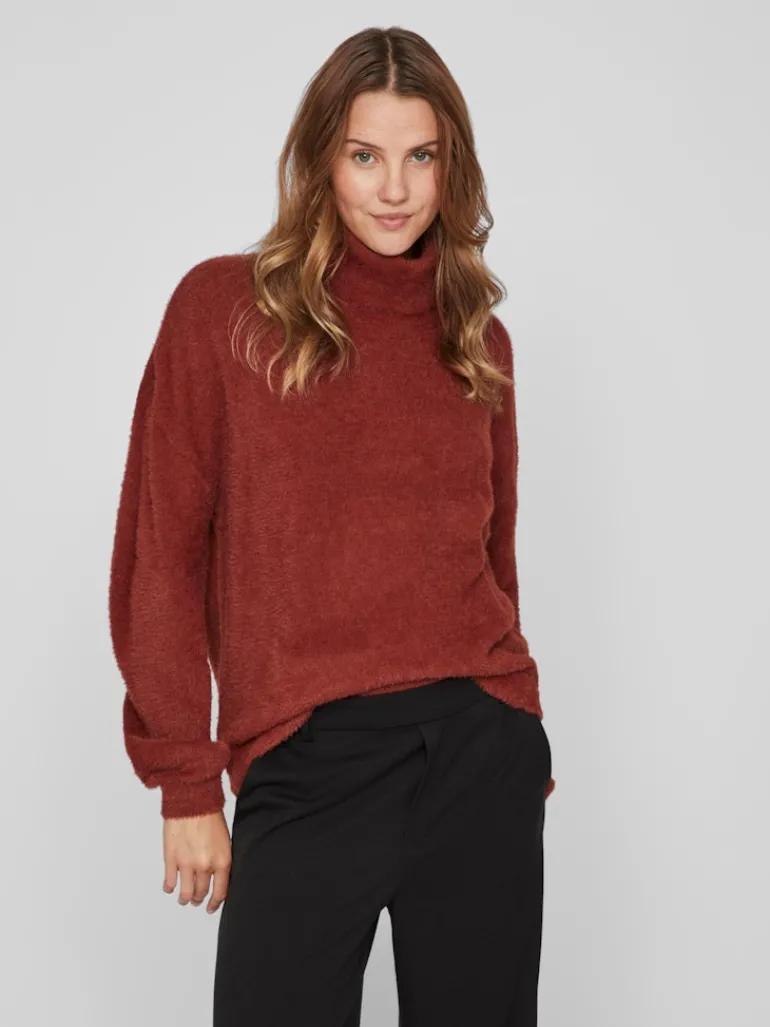 VILAJULI ROLLNECK L/S KNIT - NOOS fired brick