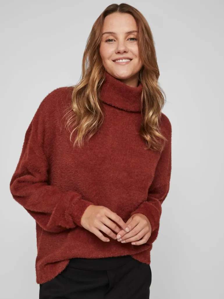 VILAJULI ROLLNECK L/S KNIT - NOOS fired brick