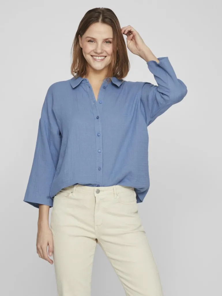VILANIA BUTTON 3/4 SHIRT - NOOS coronet blue