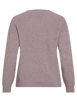 VILASSIA O-NECK L/S CABEL KNIT TOP -NOOS toadstool