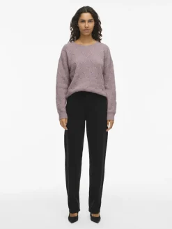 VILASSIA O-NECK L/S CABEL KNIT TOP -NOOS toadstool