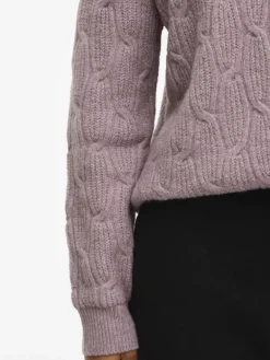 VILASSIA O-NECK L/S CABEL KNIT TOP -NOOS toadstool