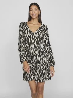 VILAYA LULA V-NECK L/S DRESS/SU/LC black