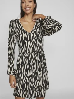 VILAYA LULA V-NECK L/S DRESS/SU/LC black