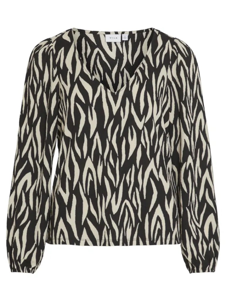 VILAYA LULA V-NECK L/S TOP/SU/LC black