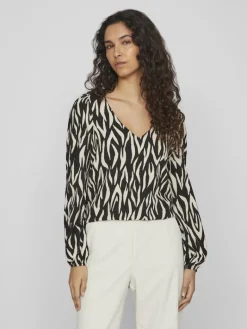 VILAYA LULA V-NECK L/S TOP/SU/LC black