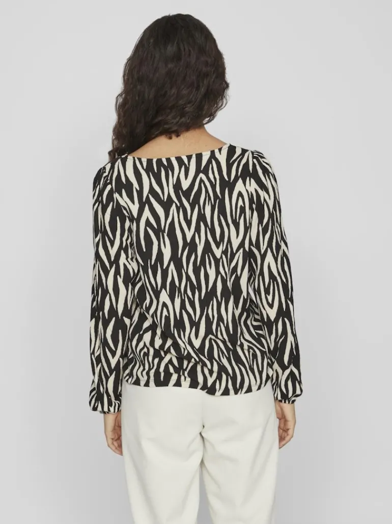 VILAYA LULA V-NECK L/S TOP/SU/LC black