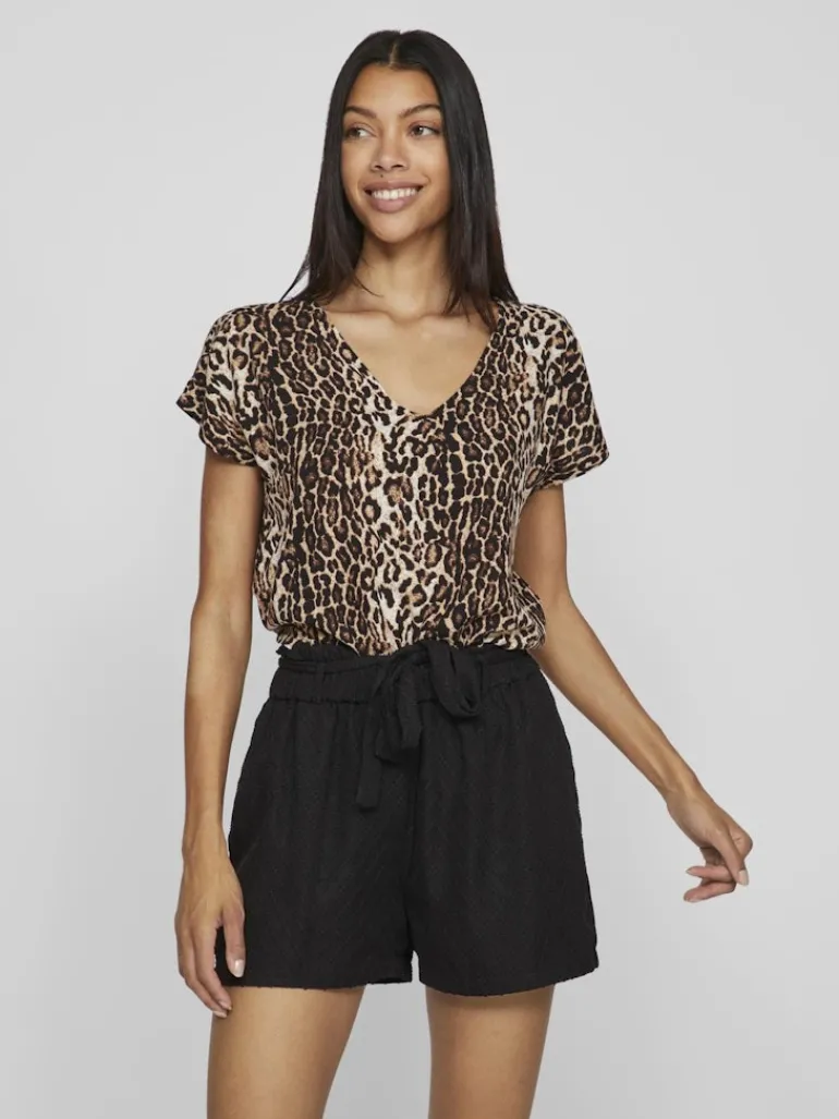 VILAYA S/S V-NECK TOP black