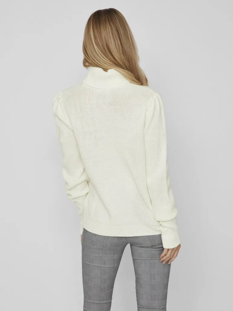 VILOU NEW ROLLNECK L/S KNIT TOP - NOOS white alyssum