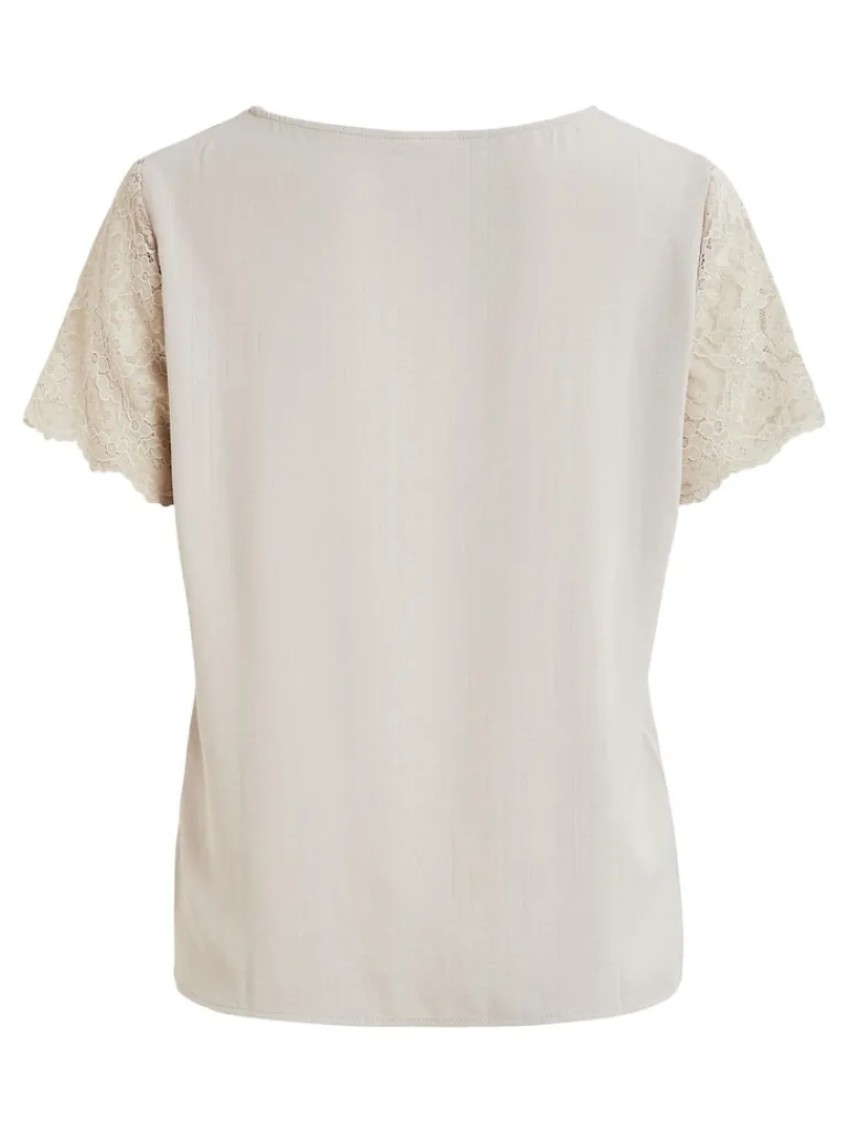 VILOVIE S/S LACE TOP/SU - FAV dove