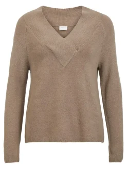 VIMADELIA V-NECK L/S KNIT TOP - NOOS fungi