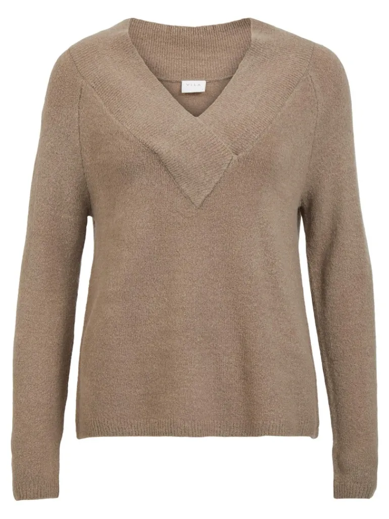 VIMADELIA V-NECK L/S KNIT TOP - NOOS fungi