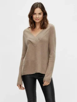 VIMADELIA V-NECK L/S KNIT TOP - NOOS fungi