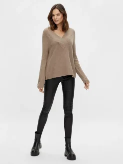 VIMADELIA V-NECK L/S KNIT TOP - NOOS fungi