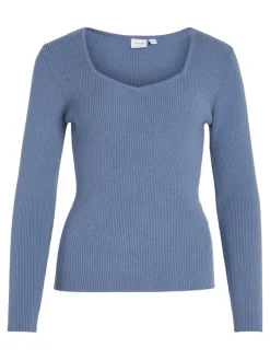 VIMAXINIA L/S SQUARE-NECK KNIT TOP coronet blue