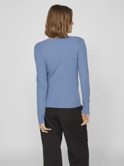 VIMAXINIA L/S SQUARE-NECK KNIT TOP coronet blue