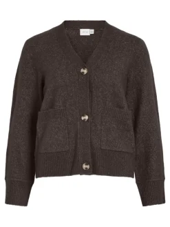 VIMIRAZ V-NECK L/S KNIT CARDIGAN/PB coffee bean