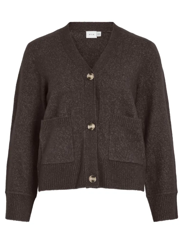 VIMIRAZ V-NECK L/S KNIT CARDIGAN/PB coffee bean