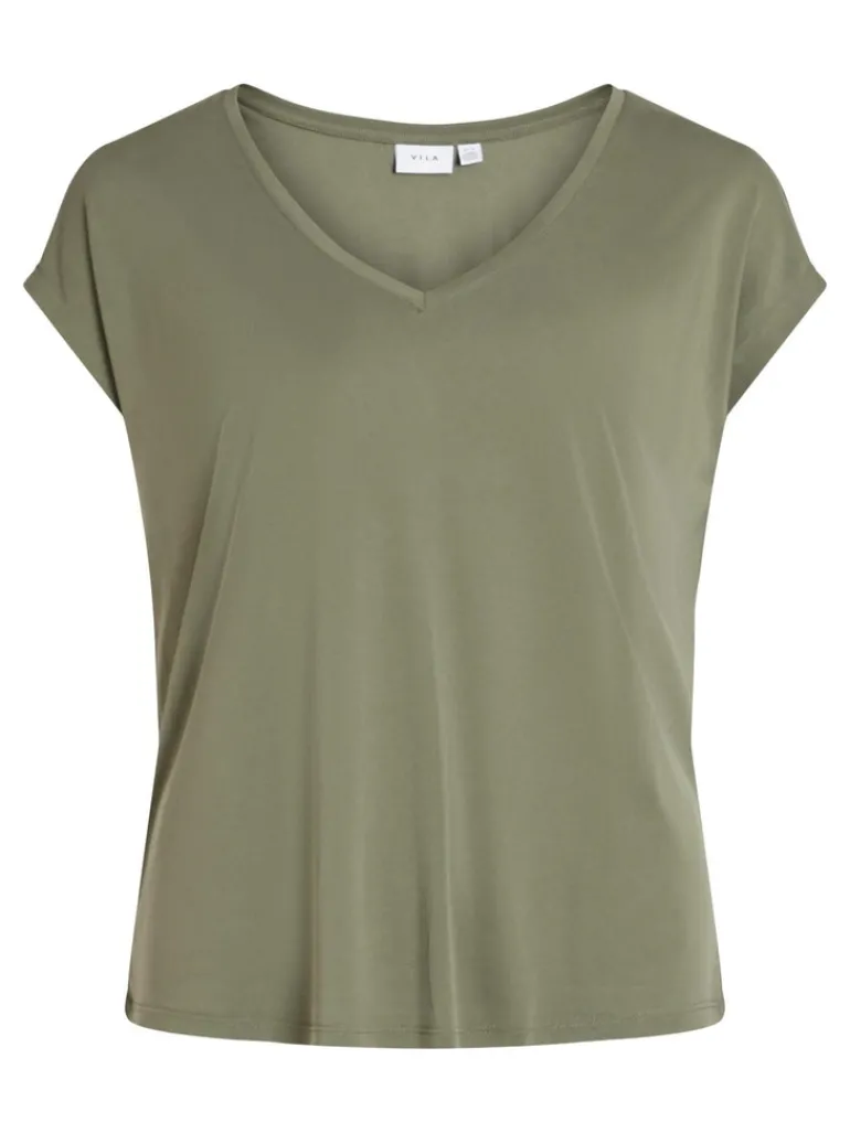 VIMODALA V-NECK S/S TOP/SU - NOOS four leaf clover
