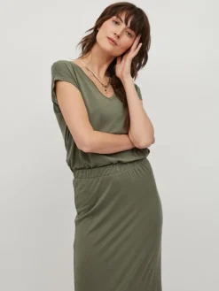 VIMODALA V-NECK S/S TOP/SU - NOOS four leaf clover