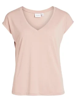 VIMODALA V-NECK S/S TOP/SU - NOOS misty rose
