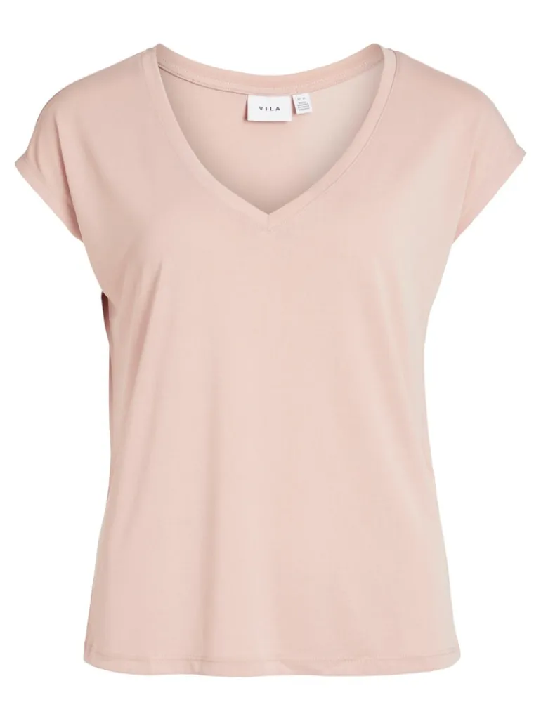 VIMODALA V-NECK S/S TOP/SU - NOOS misty rose