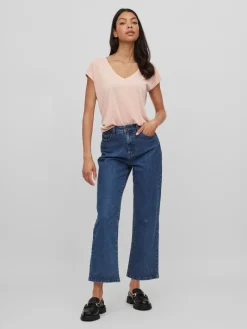 VIMODALA V-NECK S/S TOP/SU - NOOS misty rose
