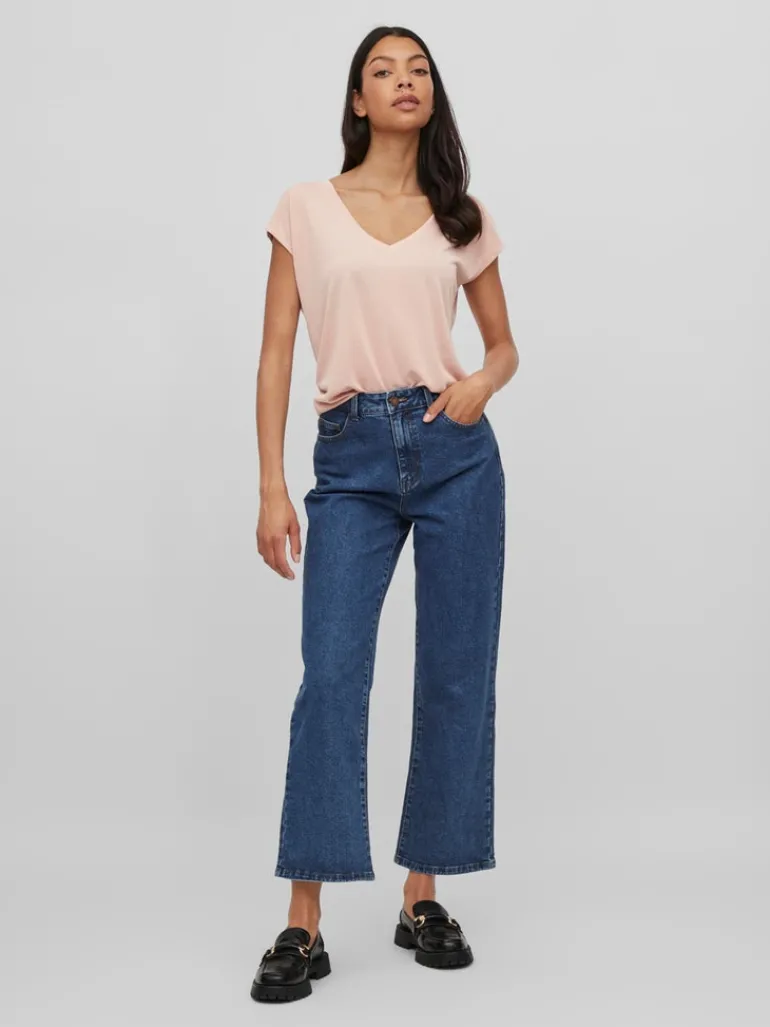 VIMODALA V-NECK S/S TOP/SU - NOOS misty rose