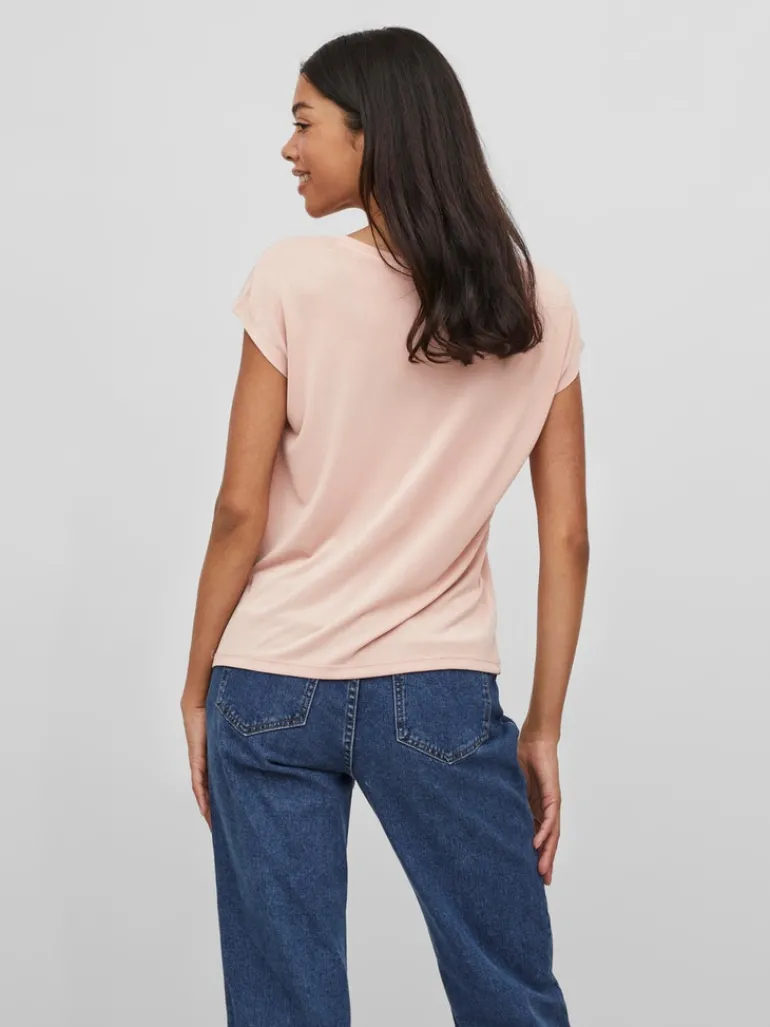 VIMODALA V-NECK S/S TOP/SU - NOOS misty rose