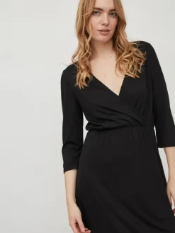 VIMOONEY 3/4 WRAP DRESS black