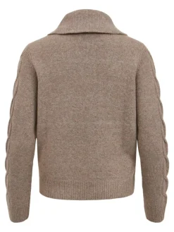VIOALY L/S ZIPPER KNIT TOP/SU/PB portabella