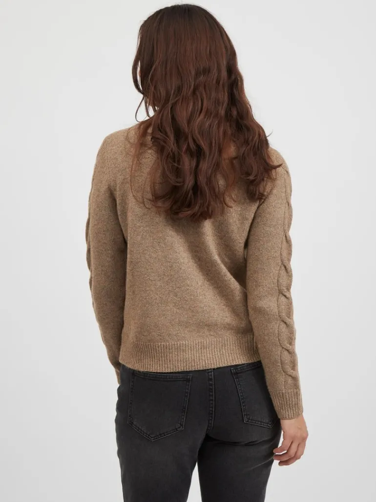 VIOALY L/S ZIPPER KNIT TOP/SU/PB portabella