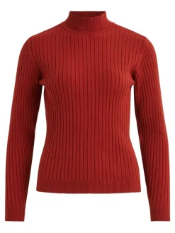 VIOLIVI FUNNELNECK L/S KNIT TOP/SU burnt henna