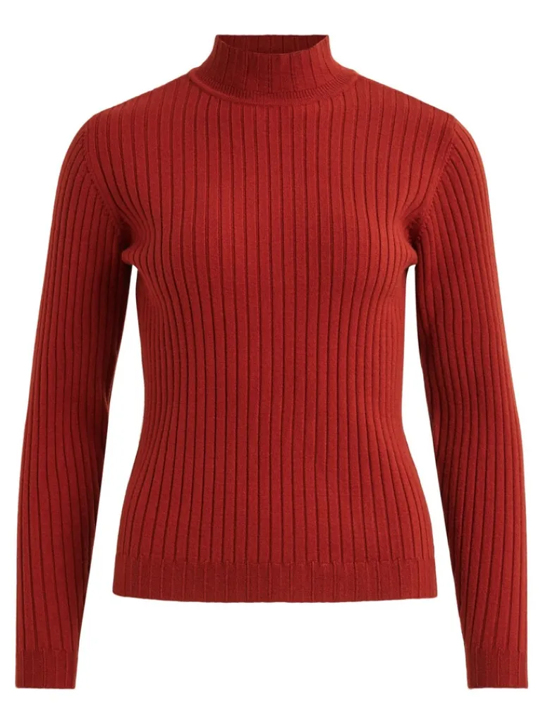 VIOLIVI FUNNELNECK L/S KNIT TOP/SU burnt henna